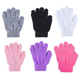 6 Pairs Toddler Gloves Mittens Kids Winter Gloves for Boys Girls Solid Colors Finger Gloves Kids Mittens for Age 3-8 Years