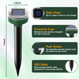 Mole Repellent 10 Packs Solar Powered – Waterproof, Wide Coverage Outdoor Mole Repeller for Garden, Yard & Patio, Effective Gopher & Rodent Control