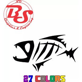noBS graphics 6" Fish On Skeleton Hook Fishing Vinyl Decal Lake River Ocean Salt Water noBS - 6", Fish Skeleton