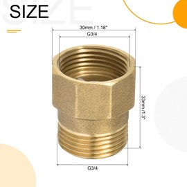 sourcing map Brass Check Valve, G3/4 Male Female Thread 30x33mm Inward Flow Non-Return One Way Backflow Prevention for Water Petrol Fuel Line
