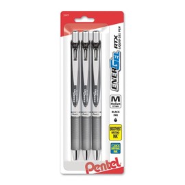 Pentel® Energel® Deluxe RTX Gel Pens, Medium Point, 0.7 mm, Assorted Barrels, Black Ink, Pack of 3