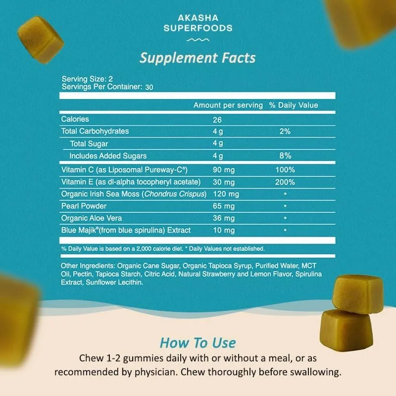 Akasha Sea Moss Glow Gummies Vitaminas Para Cabello Y Piel
