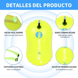 HiTauing 2PCS Boya de Natación Bolsa de Rafting (Amarillo Fluorescente), Boya Natacion Aguas Abiertas, Cinturón Ajustable, Plegable, Seguro de natación, para Nadar, Deportes Acuáticos