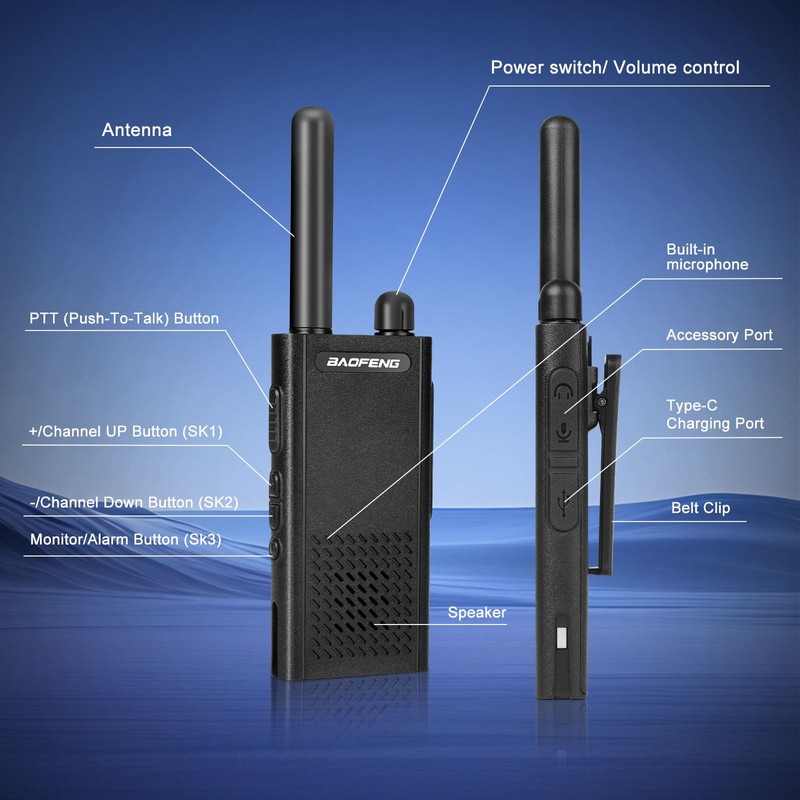 Baofeng T26 Walkie Talkies Long Range, Rechargeable Li-ion Battery 16