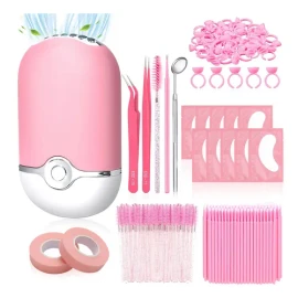 Kit De Pestañas Maquillaje Aplicación De Extensión Air Conditioning Fan MNDCF Rosa