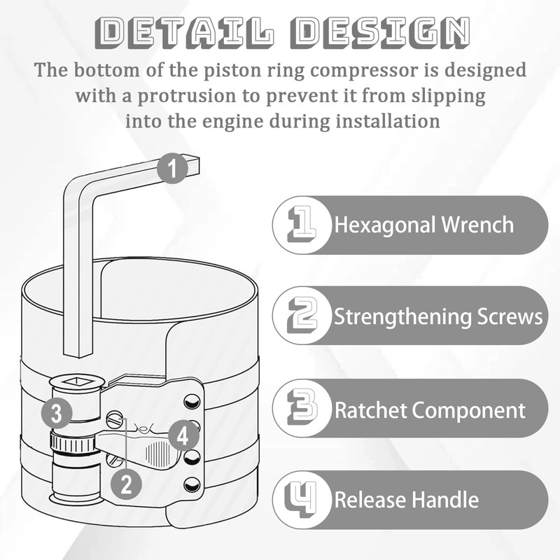 Piston Ring Compressor Tool, Car Engine Piston Ring Installer Removal