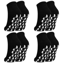 KYSUN 4 Pairs of Non-Slip Socks for Men and Women, Non-Slip Yoga Pilates Socks, Cotton Stopper Socks for Home, Hospital, Dance, Barre, Trampoline Sports, Black, EU 36-42, black