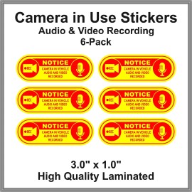 Unbranded Camera in Car Recording Video 6-Pack Decals Yellow & Red 3.0" x 1.0" for Uber