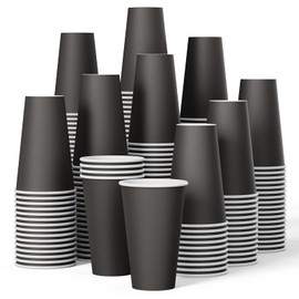 JOLLY CHEF 16oz Black Disposable Paper Coffee Cups 500 Pack