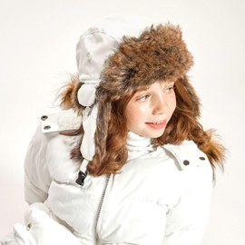 Faux Fur Safety Reflective Aviator Trapper Hat Snow Ski Trooper Winter Cap(6-10 yrs, 1. Plain - White)