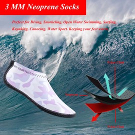 YDQUANI 3mm Beach Socks, Camouflage Diving Sock, Non-Slip Wetsuit Water Socks for Men Women Yoga Pilates Swimming Surfing Snorkelling Kayaking