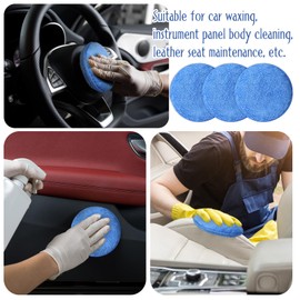 Tanlade Car Detailing Microfiber Applicator Pad Wax Applicator Wash Microfiber Pads, Blue, 5 Inch Diameter (50 Pcs)