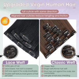 Benehair Clip-In Real Hair Extensions, 6 Pieces, Clip Real Hair Extensions, Single Clip, Real Hair Extension Clips, Virgin, Free to Wear, One Piece Hair Extensions, 25 cm, Camel Mixed Light Blonde