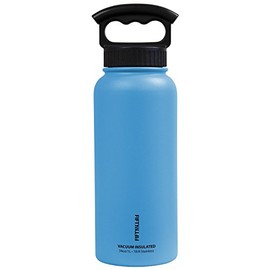 FIFTY/FIFTY Vacuum-Insulated Stainless Steel Bottle with Wide Mouth - 34 oz. Capacity - Crater Blue
