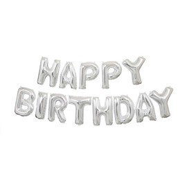 Stunning Silver "Happy Birthday" Foil Letter Balloon Banner Kit - 14" - Premium Quality & Durable Material, Ultimate Birthday Party Decoration