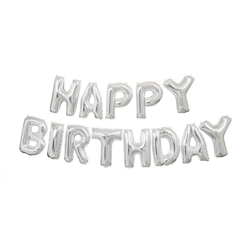 Stunning Silver "Happy Birthday" Foil Letter Balloon Banner Kit -
