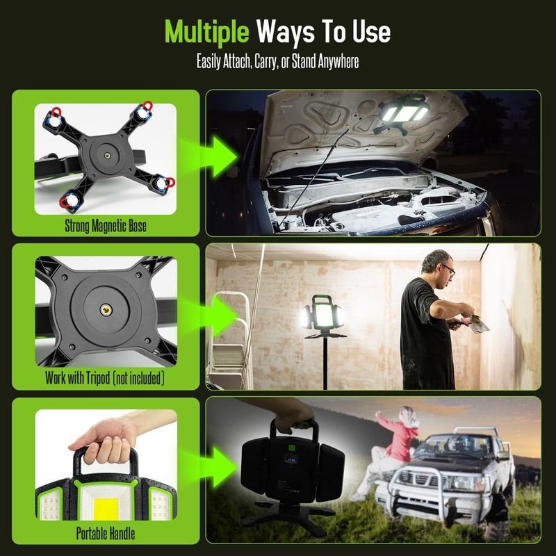 SYLSTAR 30W Rechargeable Work Light, 3000LM Magnetic LED Work Light