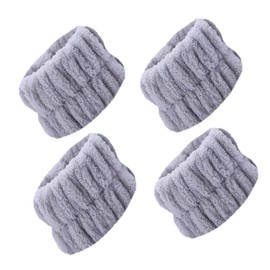 WEIAIGI Headband for Washing Face - Ultra-Fine Fiber Wrist Towels for Washing Face, Pink Stuff for Girls, Super Strong Water Absorption, 20% Faster Drying (Grey 4PCS)