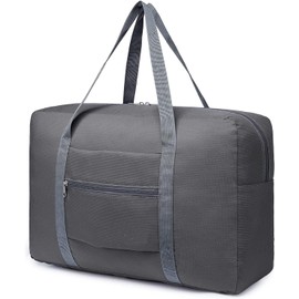 Foldable Travel Duffel Bag Airlines Travelling Underseat Cabin Bag 45x36x20 Holdall Bag Hand Luggage Weekend Bag with Trolley Sleeve for Women Men, Grey