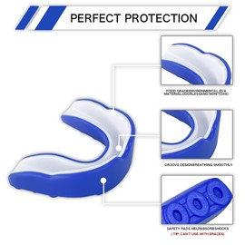 Gum Shield Kids | Mouth Guard Boxing | Rugby Mouth Guard | Unisex and Dual Layer with Premium Protection Suitable for All Contact Sport (Blue+White)