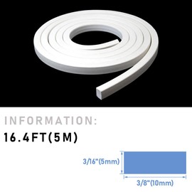 Ququyi Silicone Foam Square Strip, (3/16" T × 3/8" W) Soundproofing Windows Sealing Strip,16.4FT.