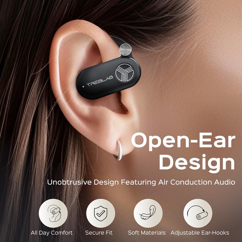 TREBLAB TREBLAB Open Ear Earbuds - Ultra-Comfortable Earhooks, Immersive-HD Sound,
