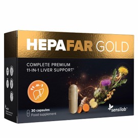 Hepafar Gold with Milk Thistle, Turmeric, Glutathione, Artichoke, Dandelion, Choline, Ginger, Zinc, Selenium and Vitamin E - Dietary Supplement for the Liver, 30 Capsules, by Sensilab