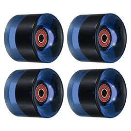 PATIKIL 60mm Longboard Ruedas con Rodamientos ABEC-9, 4 Paquetes Calle Ruedas para Patinetas Crucero Rueda Repuesto 80A, Transparente Azul Rojo