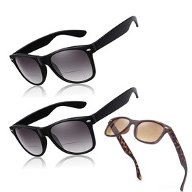 ESAVIA 3-Pack Bifocal Reading Sunglasses for Women Men Aviator Outdoor Prescription Sunglasses Readers Anti Glare & UV400 (2 Black + 1 Tortoise, 2.0, diopters)