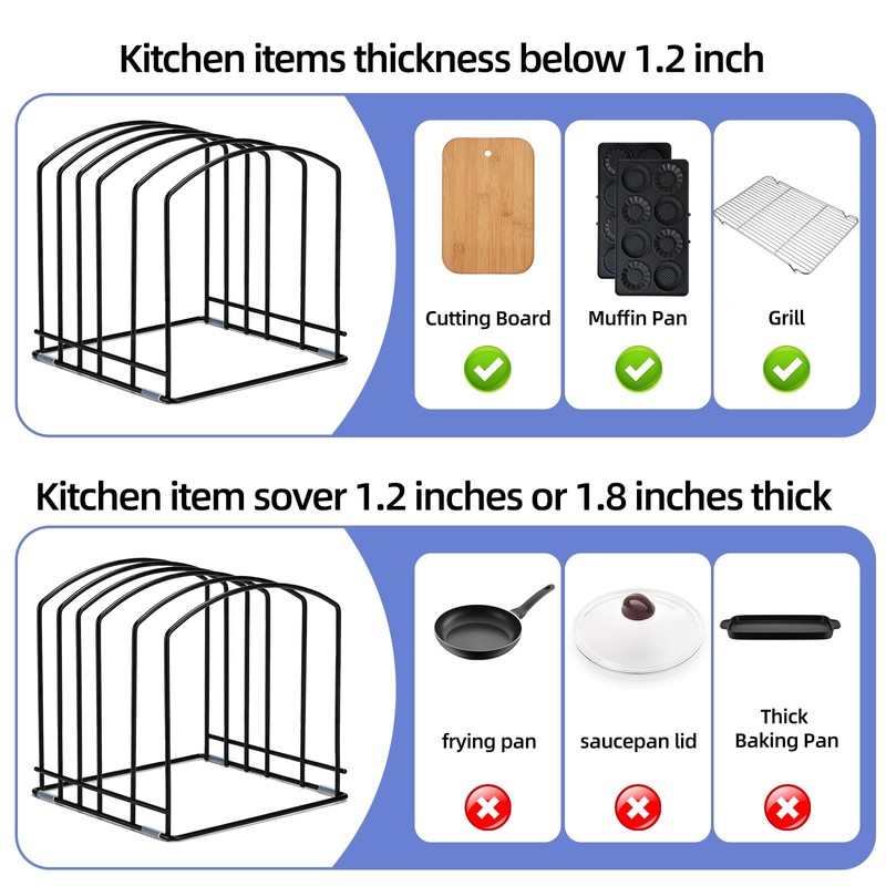 ziroland 5-Slot Cutting Board Organizer, Bakeware Organizer, and Kitchen Cabinet