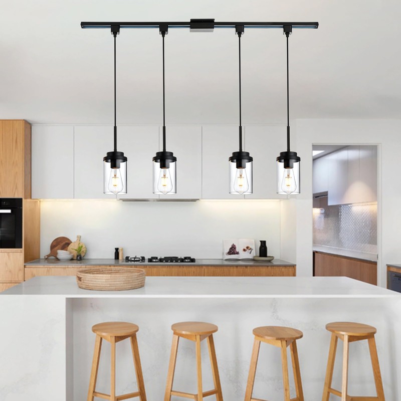 MELUCEE 4 Pack H-Type Track Lighting Pendants Black Ceiling Track