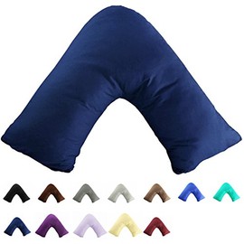 Gyulin 100% Cotton 300TC Soild Envelope Style V Shaped/Tri/Boomerang Standard Pillow Case Cushion Cover Only Cover No Insert (Navy Blue)