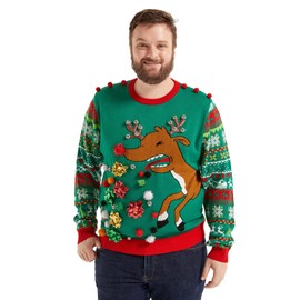 OFF THE RACK Christmas Sweater for Women, Unisex Men`s Ugly Xmas Pullover Festive Knitted for PartyRudy Be FierceLarge