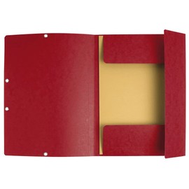 Exacompta 55525E Corner Folder Made of Extra Strong Manila Cardboard DIN A4 with 2 Elastic Bands and 3 Flaps 1 Piece Cherry Red