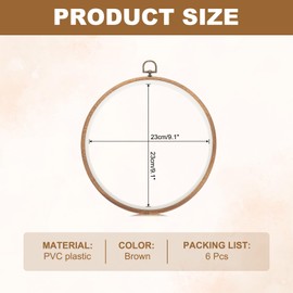 PATIKIL 6 Pieces 9.1" Embroidery Hoops Frame Imitated Wood Circle Cross Stitch Hoop Ring for Embroidery Art Craft Handy Sewing Decoration