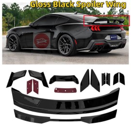 DASPARTS Gloss Black Spoiler Wing W/Gurney Flap DH Performance For 2024 2025 Ford Mustang