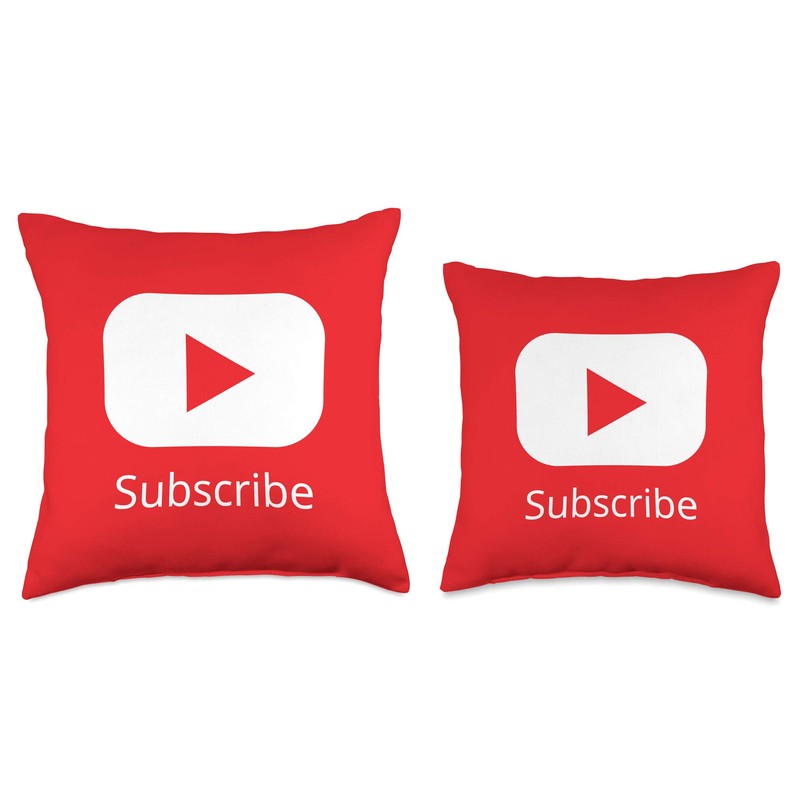 Red Subscribe Video Blogger Play Button Throw Pillow