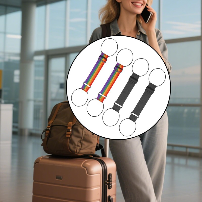 4 Pcs Luggage Straps Suitcase Adjustable Elastic Belt, Add-a-Bag Bungee