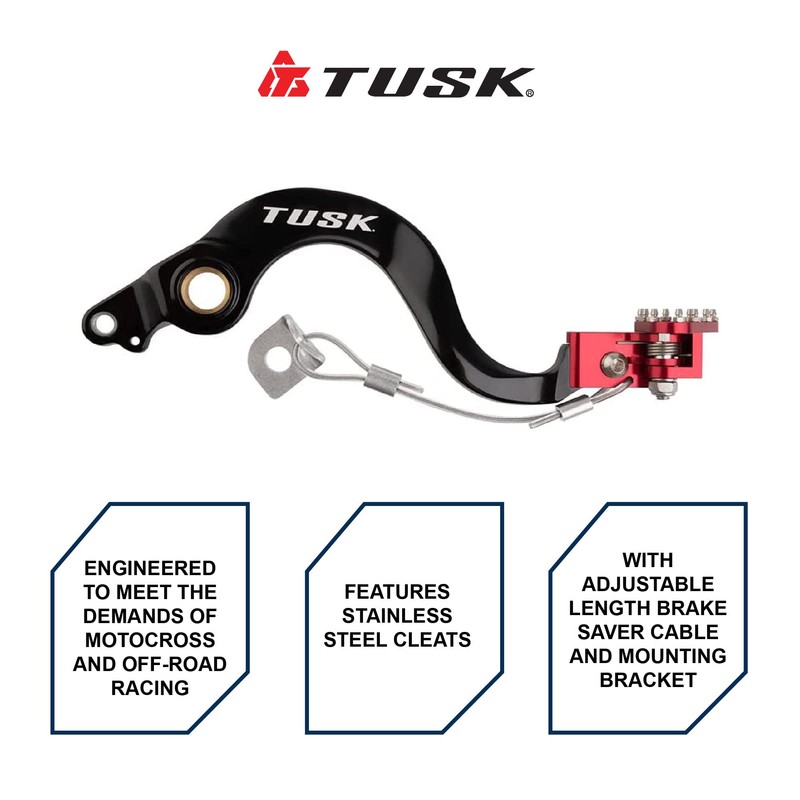 Tusk Aluminum Brake Pedal Red Tip