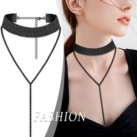 Aroncent Women's Choker Collar, Sparkle, Simple, Sexy, Cute, Necktie-style, Necklace, Punk, Rock, Harajuku, Fashion Accessory, Party, Event, Girlfriend, Gift