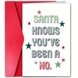 Funny Merry Christmas Card, 1 Count Star Pattern Greeting Card with Envelope, Humorous Holiday Greetings for Friends, Family, Men, Women