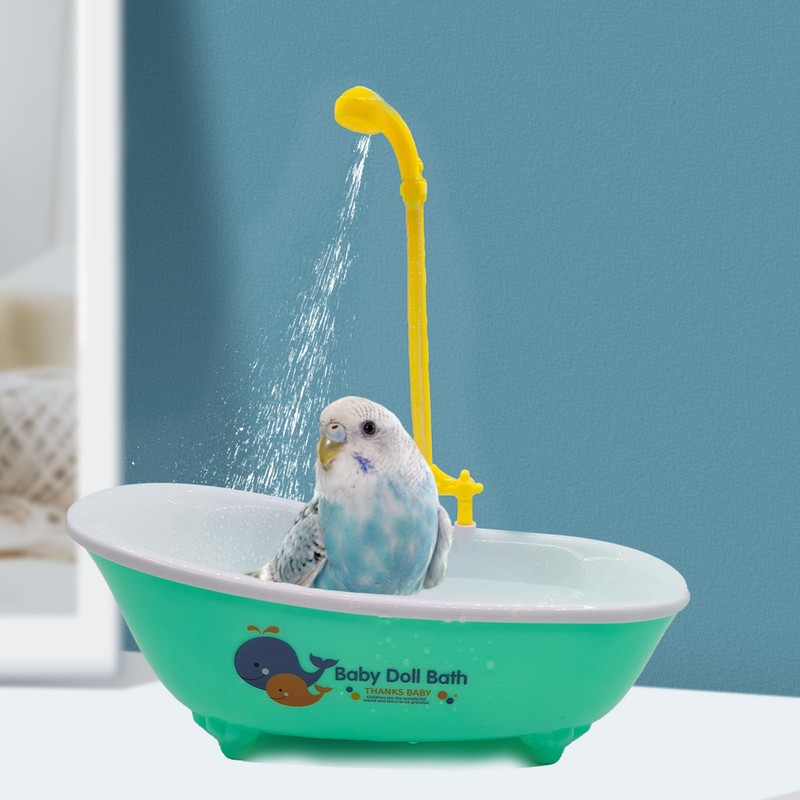 MUYG Parrot Automatic Bathtub with Shower, Cute Durable Bird Bath