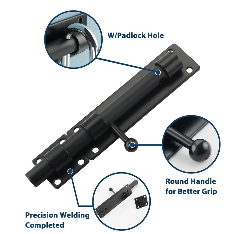 Alise 6 inch Barrel Bolt Latch,Slide Bolt Latch,Heavy Duty Solid