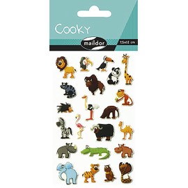 Maildor 560389C Pack of Stickers Cooky 3D (1 Sheet, 7.5 x 12 cm, Ideal for Decorating, Collecting or Gifting, Savannah) 1 Pack, Multicoloured