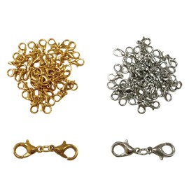 50 Pcs Double Lobster Claw Clasps Necklace Chain Extenders and Bracelet Connectors for DIY Jewelry Making(Silver and Gold)
