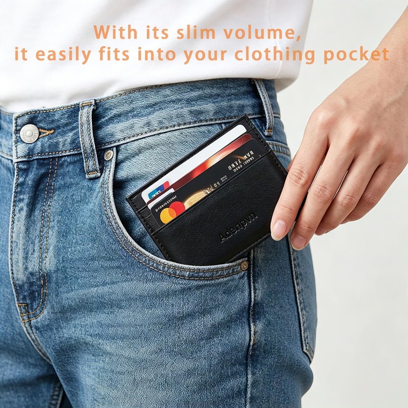 Adenpvn Leather credit card holder Minimalist Slim Front Pocket Wallet