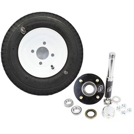 R104BT8X BT8 Spindle, 4-4" Bolt Circle Trailer Hub, & 8" x 3.75" White Trailer Wheel