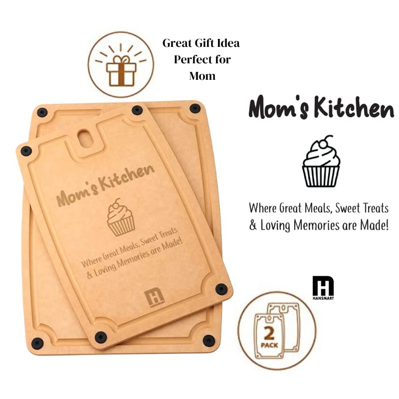 2-pc. Eco-Friendly Composite Reversible Cutting Board Medium&Large Set with Handles,