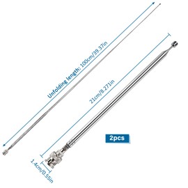 VooGenzek Pack of 2 100 cm 7 Sections Telescopic Antenna FM FM Portable Radio Antenna Replacement Telescopic Antenna with BNC Plug for TV Radio DAB FM/AM Stereo Reception