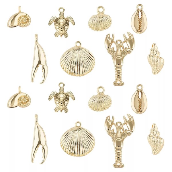 SUNNYCLUE 1 Box 54g Real 14K Gold Plated Charms Bulk